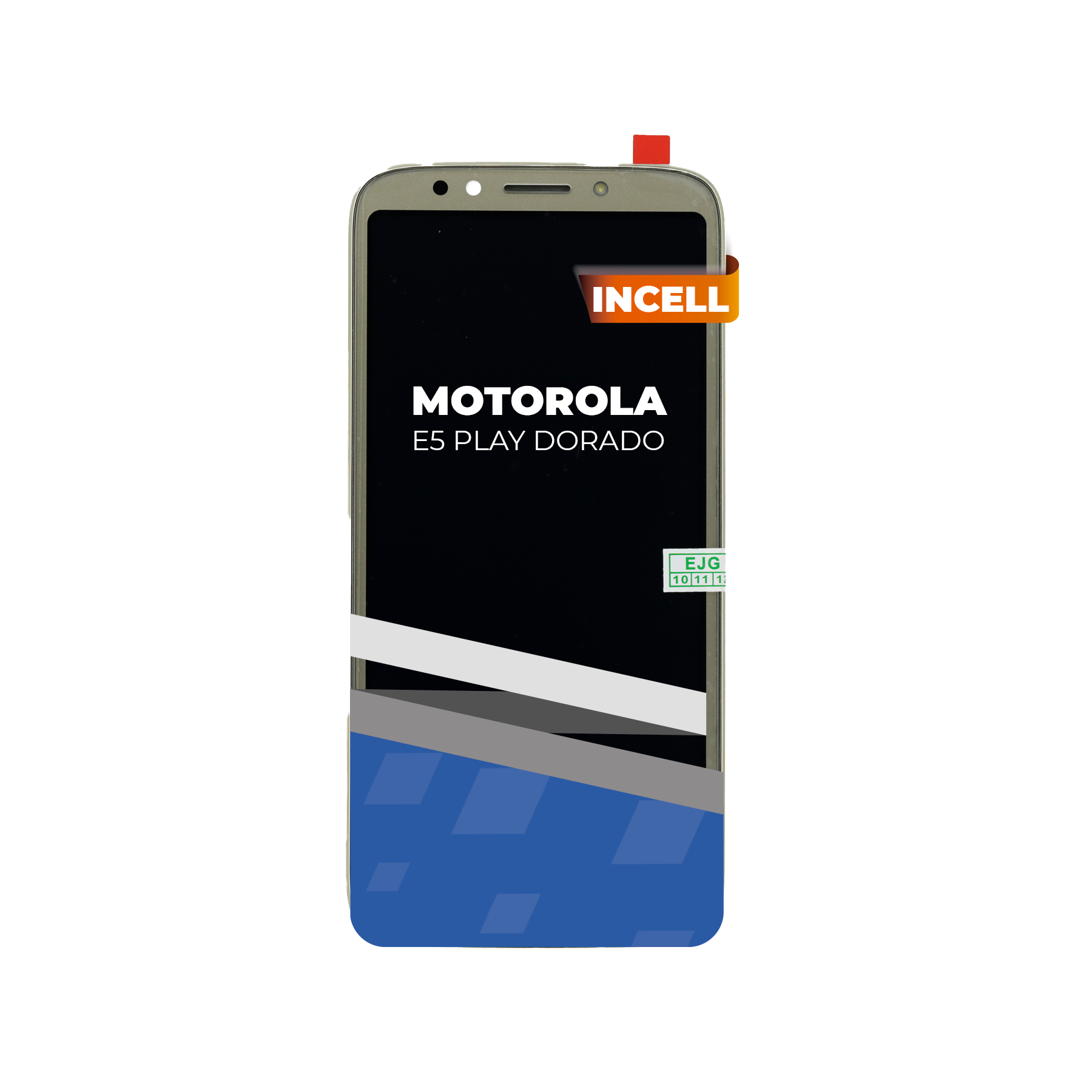 PANTALLA PARA MOTOROLA E5 PLAY CON MARCO DORADO