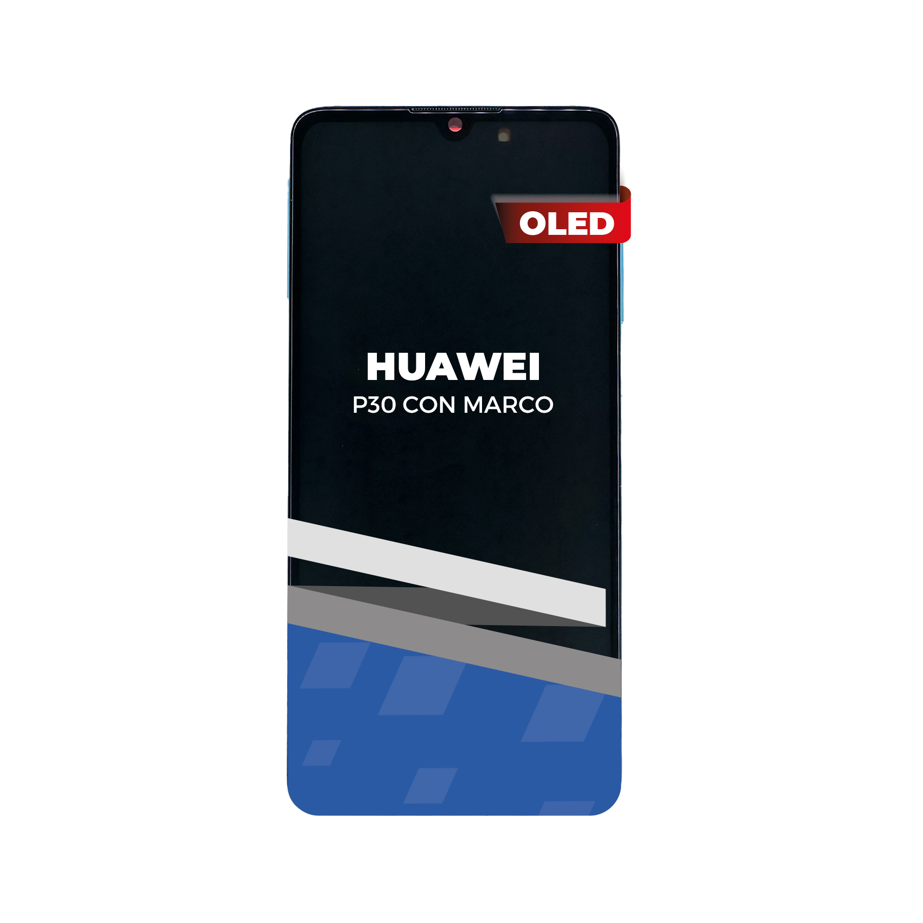 PANTALLA PARA HUAWEI P30 CON MARCO AZUL CALIDAD OLED
