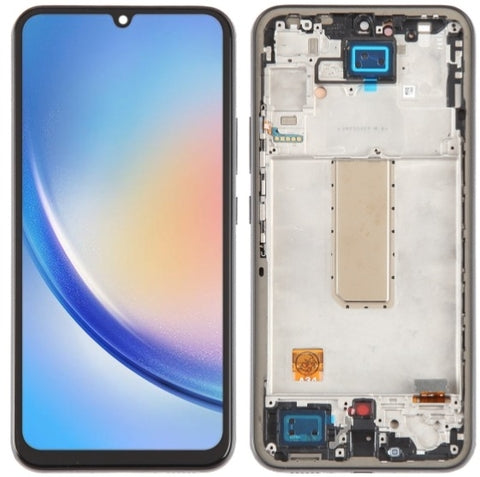 PANTALLA RECORTADA PARA SAMSUNG A34 CON MARCO PLATA OLED
