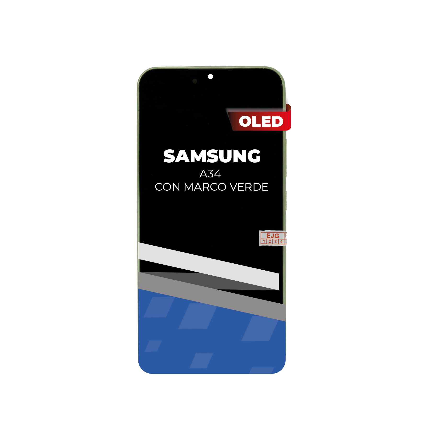 PANTALLA RECORTADA PARA SAMSUNG A34 CON MARCO VERDE OLED