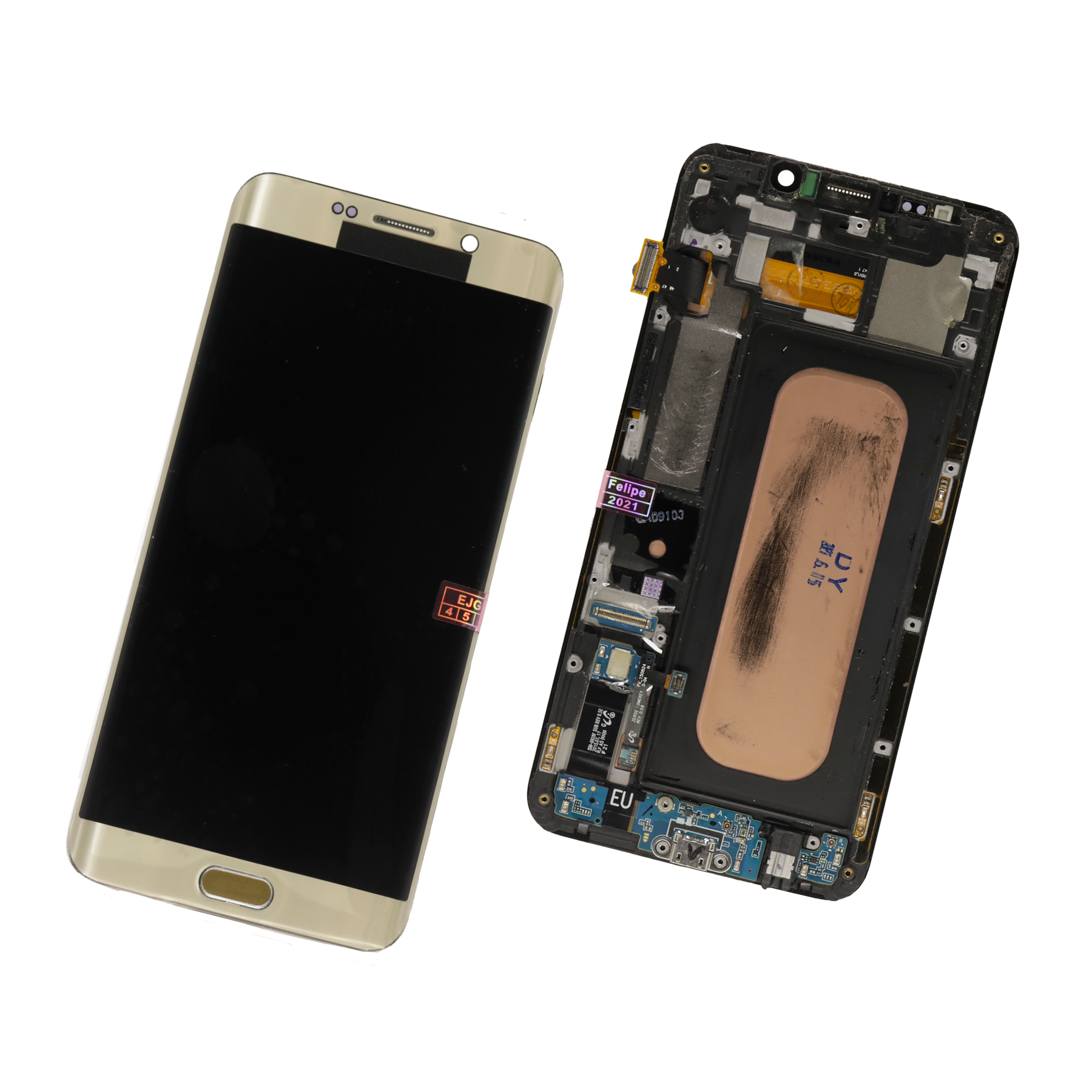 PANTALLA PARA SAMSUNG S6 EDGE PLUS DORADO VERSION F CORTO