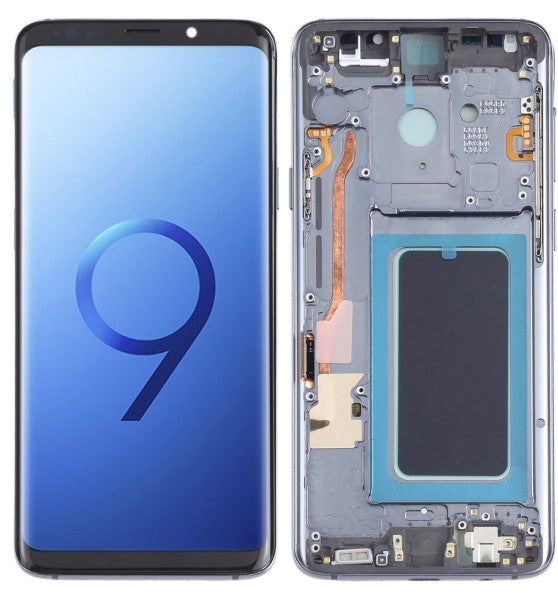 PANTALLA PARA SAMSUNG S9 PLUS CON MARCO GRIS OLED PANTALLA PARA RECORTADA