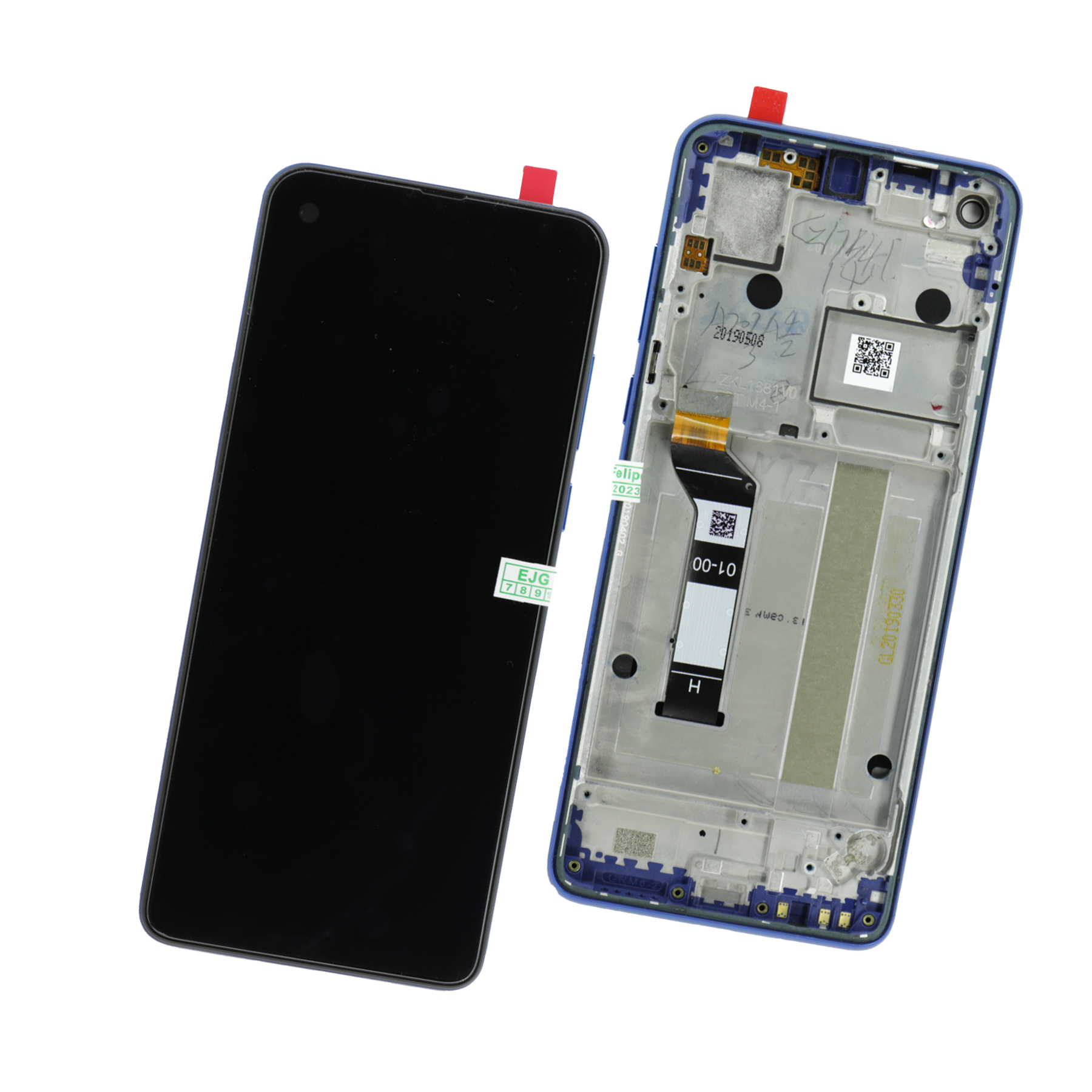 PANTALLA PARA MOTOROLA ONE VISION CON MARCO AZUL ORIGINAL
